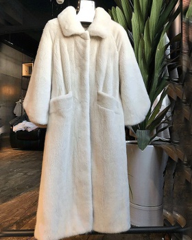 Pure white black European style long coat