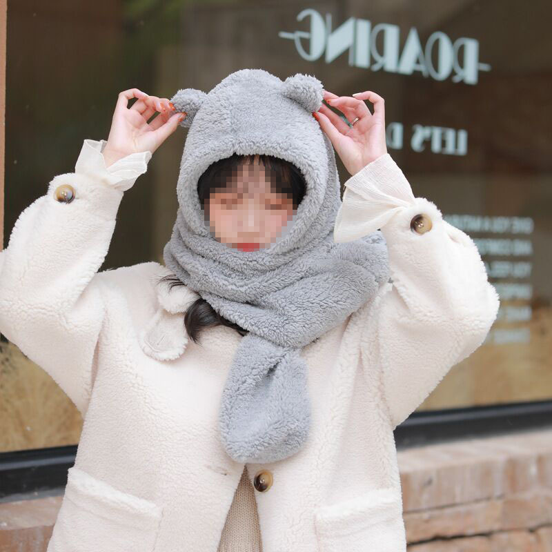 Rabbit earmuffs hat thermal winter scarves for women