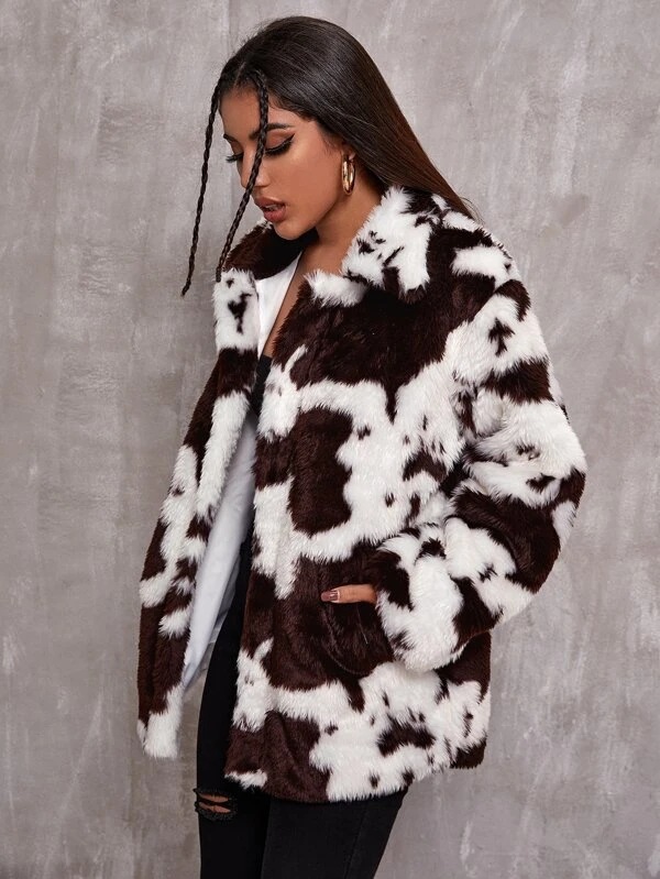Dairy cow pattern autumn and winter coat loose jacket