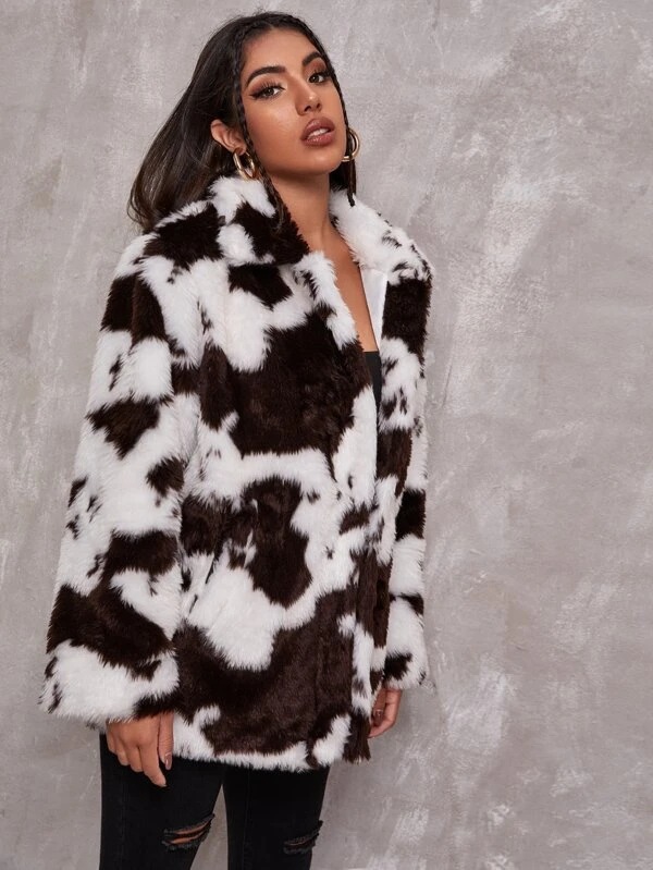 Dairy cow pattern autumn and winter coat loose jacket