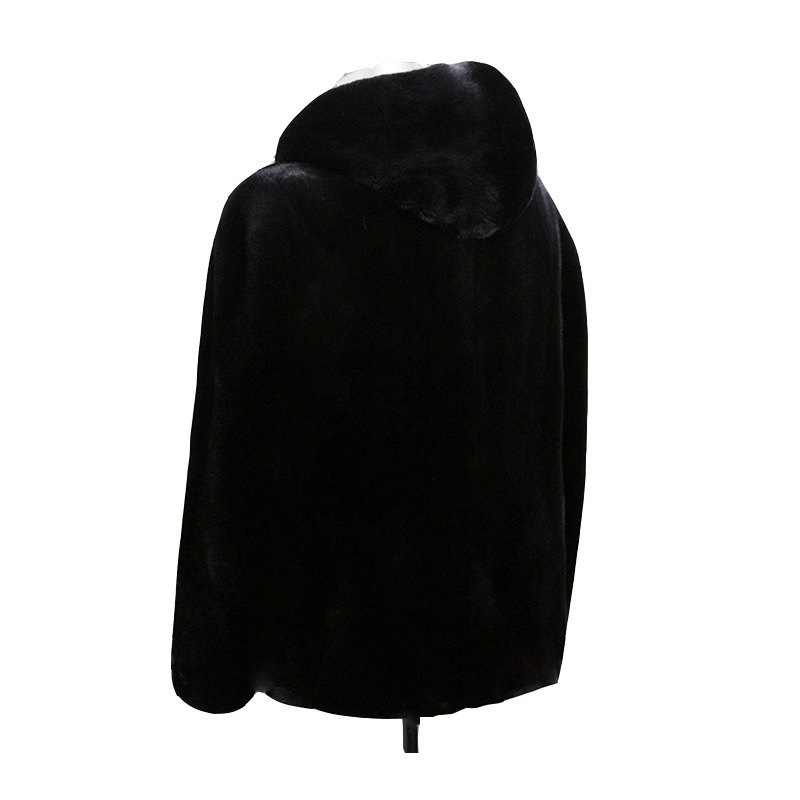 Short thermal winter coat windproof hooded fur coat for men