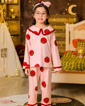 Big child thin autumn and winter girl pajamas a set
