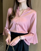 Casual V-neck shirt lotus leaf edges sleeve tops for women