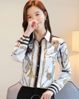 Long sleeve Korean style chiffon shirt retro spring shirt