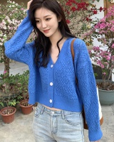 Short Korean style tops wears outside cardigan