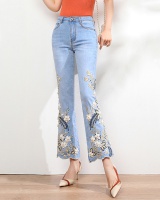 Nine tenths high waist pants beading jeans for women