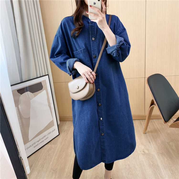Denim long shirt Korean style loose dress for women