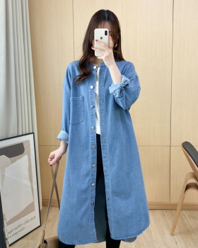 Denim long shirt Korean style loose dress for women