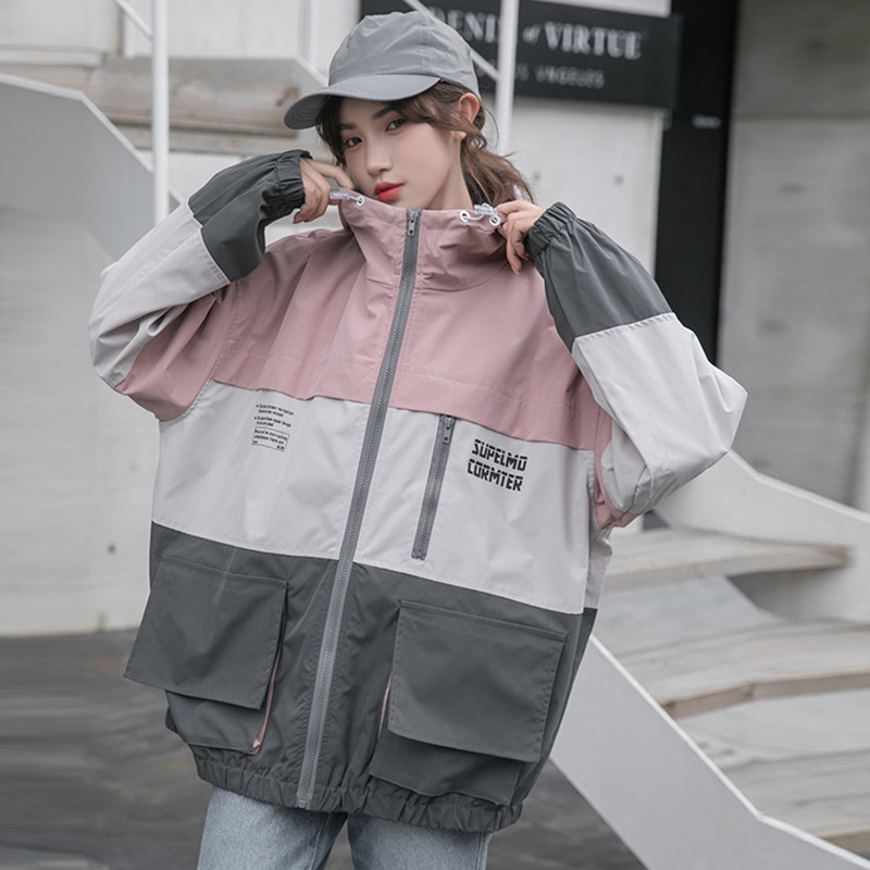Spring Korean style coat hooded loose work clothing for women