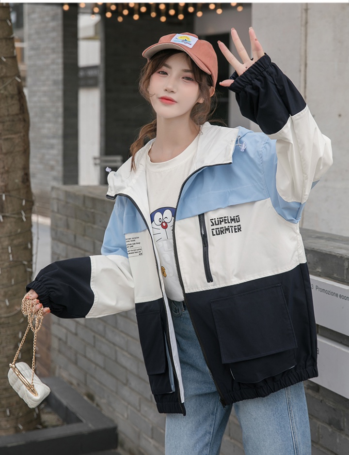 Spring Korean style coat hooded loose work clothing for women