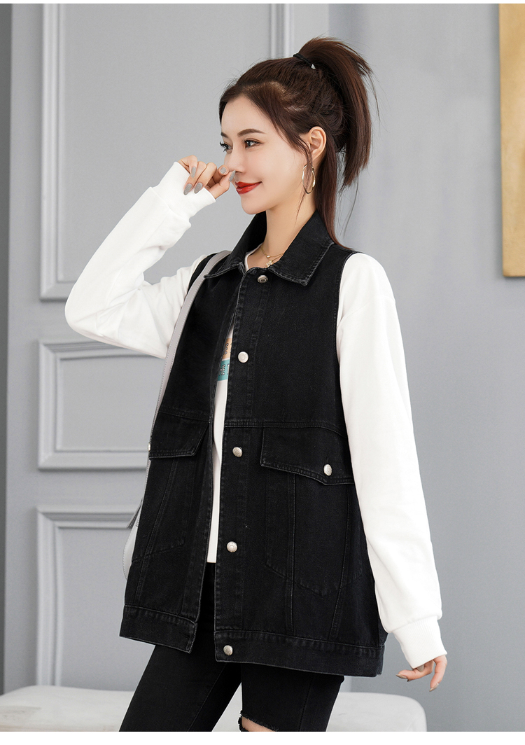 Spring denim coat Japanese style waistcoat for women