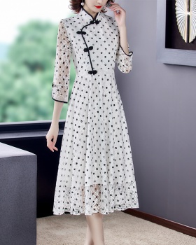 Long short sleeve cheongsam Chinese style spring dress