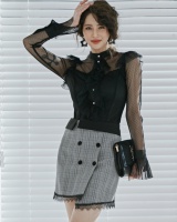 Package hip gauze skirt Korean style shirt 2pcs set for women