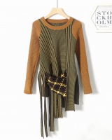 Tassels fashion spring sweater knitted slim tops for women