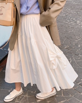 Bow white long business suit spring high waist skirt