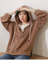 Long sleeve Korean style hoodie pure cotton hooded coat for women