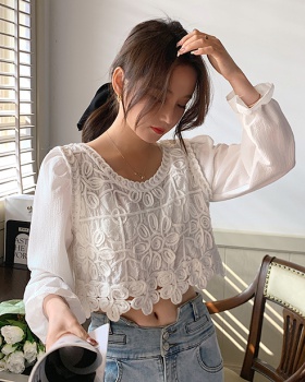 Long sleeve spring all-match crochet France style tops