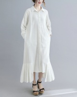 Loose temperament art slim cotton linen long dress