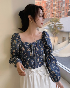 All-match France style shirt floral tops for women