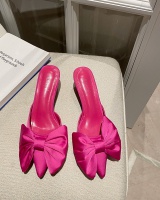 Fashion pointed middle-heel slippers for women