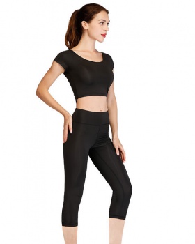 Yoga jumpsuit cropped pants 2pcs set for women