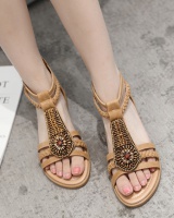 Retro Bohemian style rhinestone sandals rome beads flattie