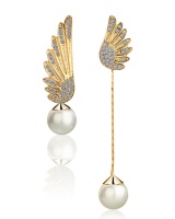 Long asymmetry earrings simple angel wings ear-drop for women