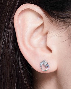 Colors zircon stud earrings fashion antique silver earrings