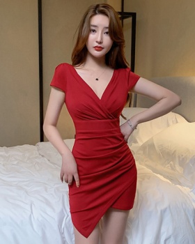 Nightclub V-neck low-cut overalls sexy package hip dress