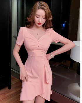 Pinched waist sexy T-back V-neck dress for women