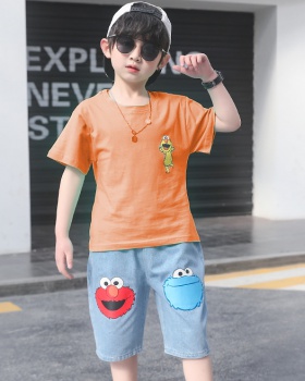 Korean style boy kids Western style shorts 2pcs set