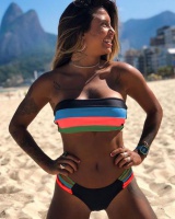 Sexy separate stripe splice European style swimwear for women