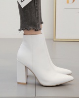 Thick fashion short boots European style white high-heeled shoes
