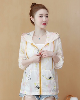 Hooded Korean style sun shirt long sleeve thin coat for women