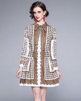 Lapel frenum polka dot sweet style dress