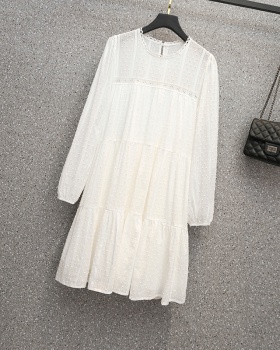 Polka dot spring and summer retro tender slim white dress