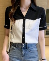 Retro splice shirt Korean style tops for women