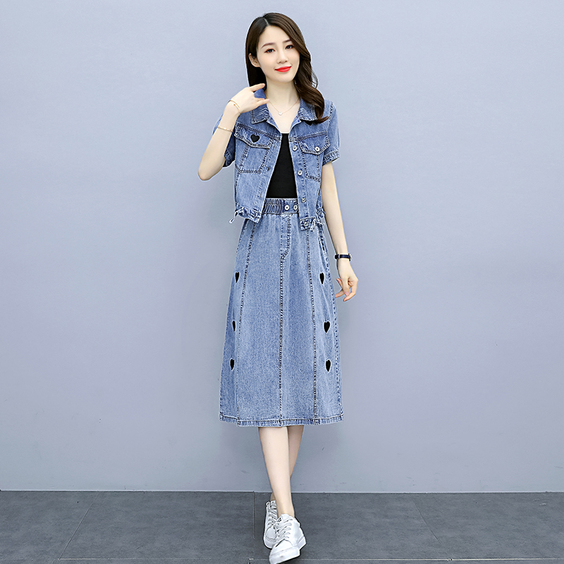 Denim summer Korean style skirt 2pcs set for women AD58042 - Yaaku.com
