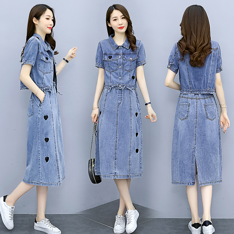Denim summer Korean style skirt 2pcs set for women AD58042 - Yaaku.com