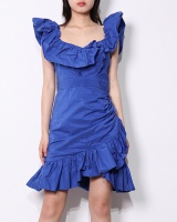 Package hip summer square collar European style dress