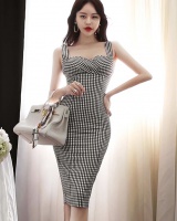 Korean style sexy plaid sling summer temperament dress