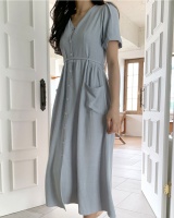 Summer simple pure Korean style long frenum dress
