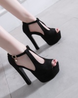 Fish mouth platform thick high-heeled shoes for women