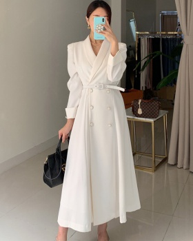 Retro long dress France style drape business suit for women