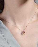 Pendant gem natural sapphire colors mosaic necklace