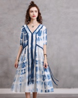Large yard loose long dress cotton linen dress