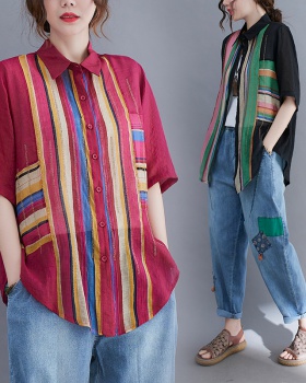 Loose summer shirt cotton linen cardigan for women