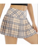 Yoga pleated plaid short skirt sports bottoming skirt