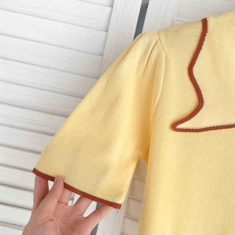 Hemming Korean style refreshing small shirt short knitted tops