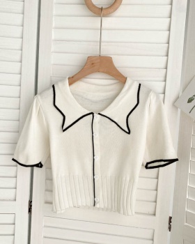 Hemming Korean style refreshing small shirt short knitted tops